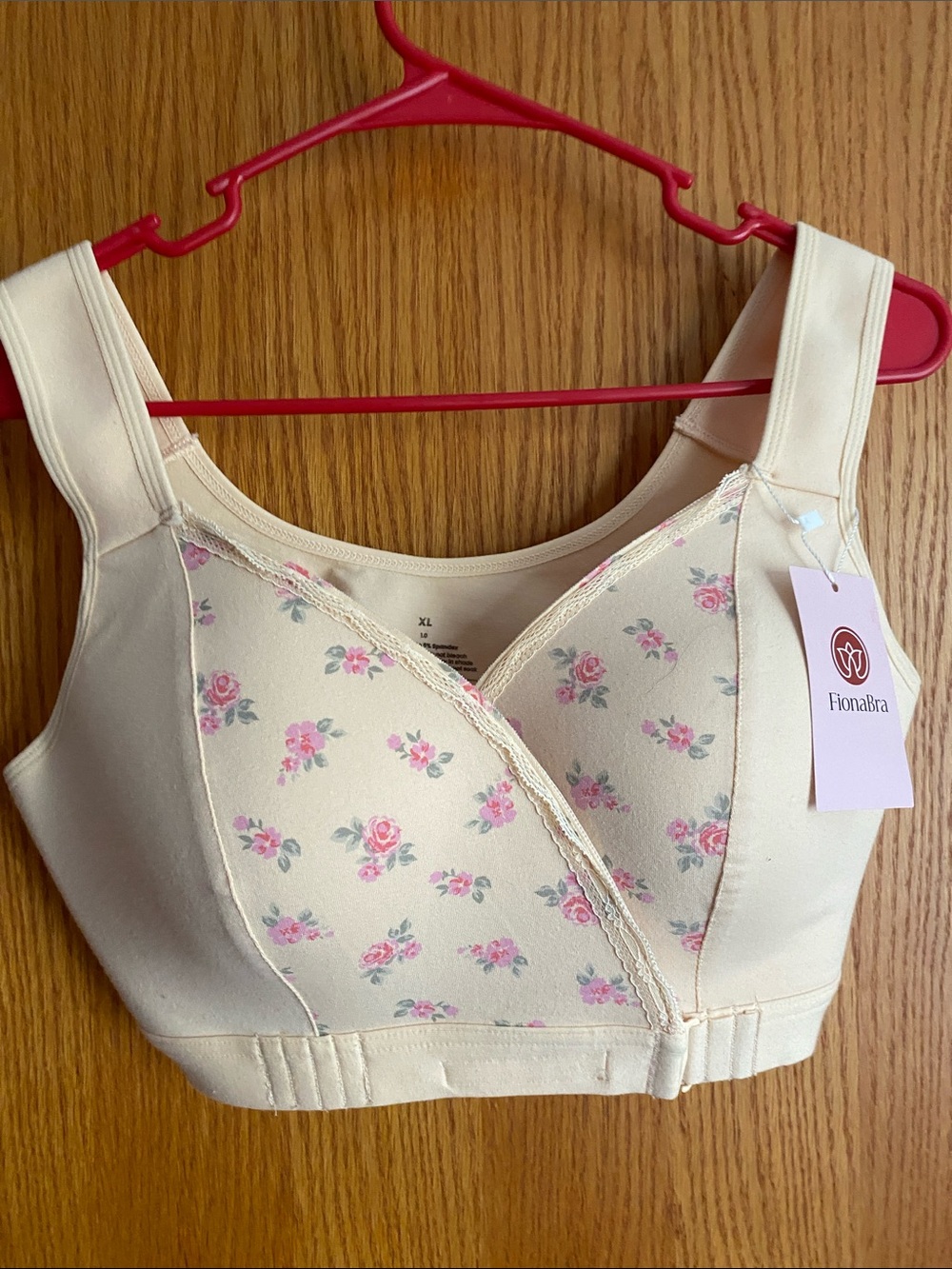 Women's Cream Floral Front-Closure Comfort Bra